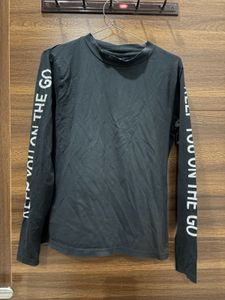 Black Long Sleeve Top with Graphic Print