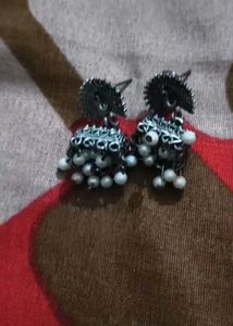 Oxidised Jhumka Earrings with Pearls sets