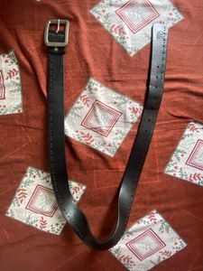 Vintage Leather Belt with Silver Buckle