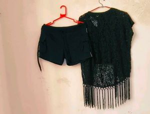 Combo Of Beautiful Shrug Top With Shorts