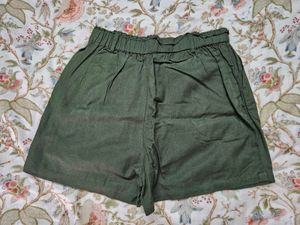 Stylish Green Paperbag Shorts
