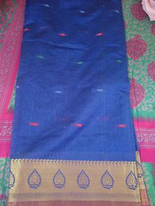 Beautiful Blue Saree with Golden Border