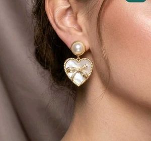 Heart Pearl Bow Earrings