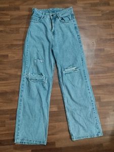 Ripped Wide Leg Jeans