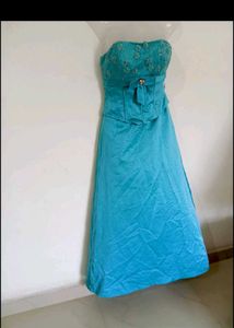 Elegant Teal Strapless Gown