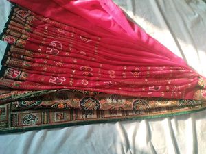 Elegant Pink &amp; Green Saree