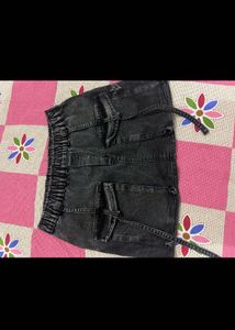SASSAFRAS Grey Cargo Denim Mini Skirt