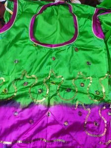 contrast colour lehenga suit