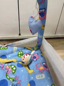 baby bedding set with pillow and mini stuffed toys