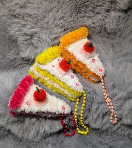 3 pcs Cute Cake Slice Keychains/Bag Charms