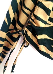 Trendy Zebra Print Ruched Top