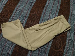 Khaki Wide Leg Cargo Pants