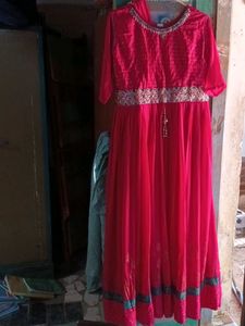 Vibrant Pink Embellished Anarkali Gown