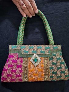 Embellished Patchwork Handbag