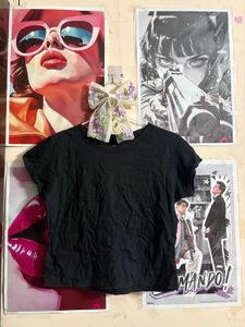 Chic Black Ruched V-Neck Top