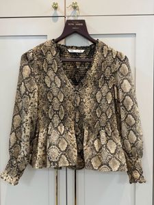NEW! ZARA Snake Print Peplum top - M