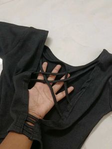 Dark Grey Back Tie Top