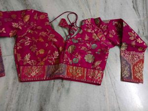 Designer Pink Banarasi Silk Blouse