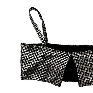 Silver-Black Blocks Party Top