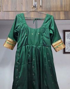 Beautiful Green Silk Gown with Gold Border