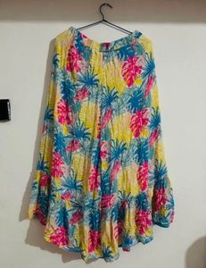 Boho Floral Print Asymmetrical Skirt