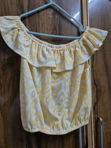 Yellow Off-Shoulder Ruffle Top