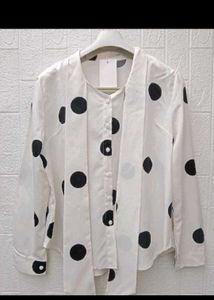 New with tag Korean Polka Dot Bow Blouse