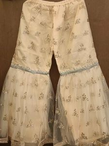 Embroidered partwere kurta sharara duppata set