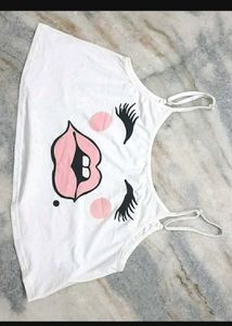 Cute Korean Graphic Crop Top