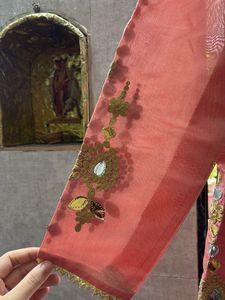 Beautiful Peach Mirror Work Kurta