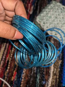 Set of Blue Metal/Plastic Bangles