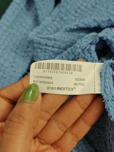 Textured Blue Long Sleeve Top