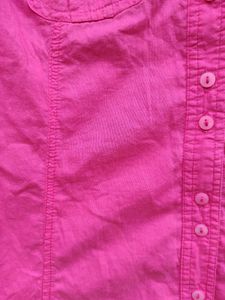 Bright Pink Short Sleeve Button-Up Shirt
