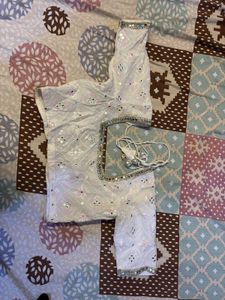 Designer White Mirror Work Blouse