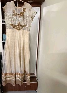 Elegant Cream & Gold Anarkali