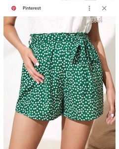 Green Floral Print shein Shorts