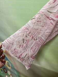 Sheer Pink Floral Print Blouse