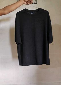 Shein Textured Black T-Shirt
