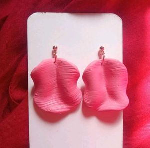 Pink Rose Petal Earrings
