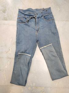 Lightblue Stylish High Waisted Jeans