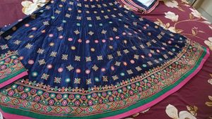 Navy Blue Embroidered Lehenga