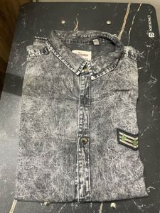 Roadster Grey Washed Denim Shirt