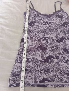 Purple Floral Lace Trim Cami Top