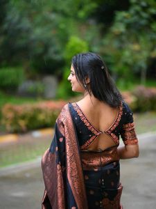 Elegant Black &amp; Copper Saree