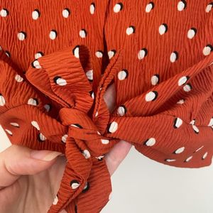 BERSHKA ORANGE POLKA DOT TOP