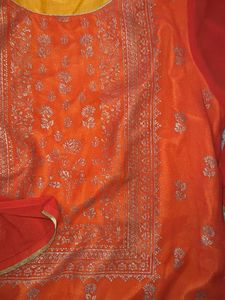 Orange Kurta with Intricate Gold Print