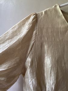 Elegant Gold Ruched Wrap Top