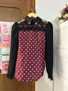 Chic Polka Dot & Lace Top
