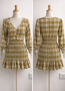 Chic Plaid Smocked Waist Mini Dress