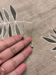 Natural green onyx 925 silver thread earrings